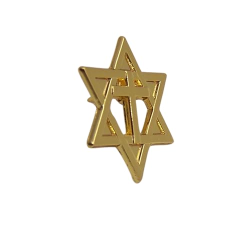 Gold Star of David with Cross Lapel Pin – Religious Faith Pin, Interfaith Symbol Jewelry, Christian Jewish Gift