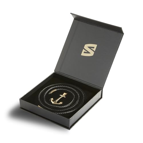 SERASAR Premium Leather Necklace Men | Stainless Steel Pendant | Secure Clasp | Three Colors | Jewelry Box Included - color: Gold, size: 50cm, style: Anchor
