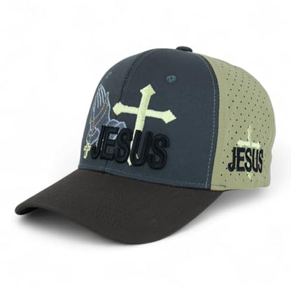 Trendy Apparel Shop Only Jesus Praying Hand Embroidered Christian Ball Cap - color: Charcoal Brown 9