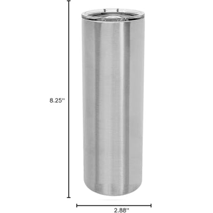 LaserGram Personalized 22oz Skinny Tumbler, Christian Cross (Stainless Steel) - color: Stainless Steel