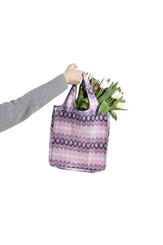 Pure Sage Reusable Grocery Bag - Stylish Shopping Bags for Groceries - Foldable Tote Bag - color: Purple 3 Medium