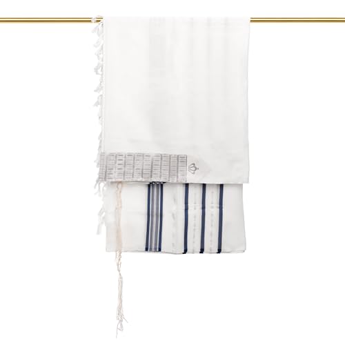 A supervised kosher Tallit Gadol Prayer Shawl from Israel,Wedding Model Diamond,Non-Slip.Wash and Iron easily. - color: With Blue Stripes, size: Size 70 - 80 x 60 Inch