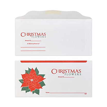 Christmas Flower Offering Envelopes for Church | Pack of 100 | Bulk Christmas Supplies (100)