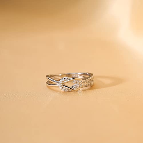 MOROTOLE To My Mom Sterling Silver Ring, Love Knot Silver Ring for Women Forever Linked You And Mom Rings Adjustable Thumb Rings Mother Gifts… - color: Knot Rings (Mother & Daughter Card)