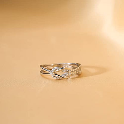 MOROTOLE To My Mom Sterling Silver Ring, Love Knot Silver Ring for Women Forever Linked You And Mom Rings Adjustable Thumb Rings Mother Gifts… - color: Knot Rings * 2 (Mother & Daughter Card * 2)