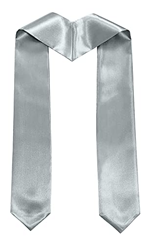 Plain Graduation Stole Sash 60 Inch Unisex Adults Solid - color: Silver Stole