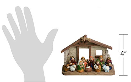 Transpac Imports, Inc. Charming Multicolor Classic Christmas Nativity Set of 11 Resin Figurines with Creche
