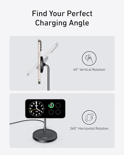 Anker MagGo 2-in-1 MagSafe Compatible Qi2 15W Wireless Charging Stand - color: Black