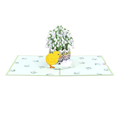 Lovepop Easter Lily of the Valley Pop-Up Card with Notecard & Envelope - color: Easter Lily of the Valley