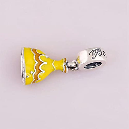 Sport Religious Charm 925 Sterling Silver Pendant,Jewelry Beads Gifts for Women Bracelet&Necklace - color: Yellow Princess Dress