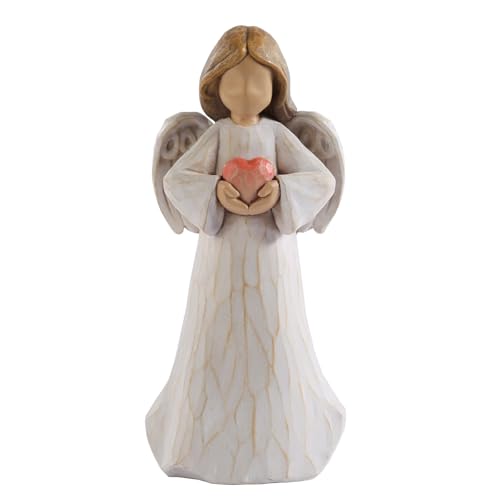 Decorative Praying Angel Holding Heart Figurine, 6 inch, Resin, Home Decor - color: Angel With Heart