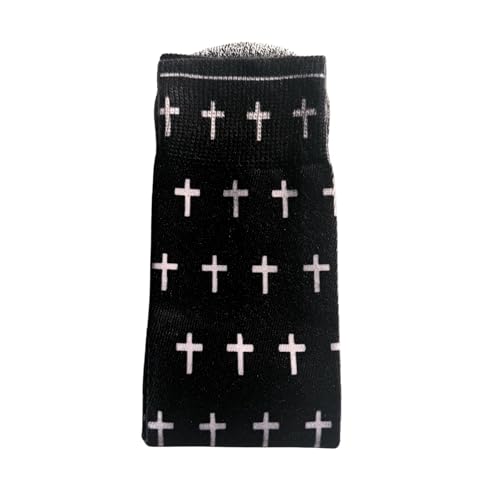 Bible Verse Socks for Men, Christian Scripture Crew Socks, Faith Gift - color: Black and White Crosses