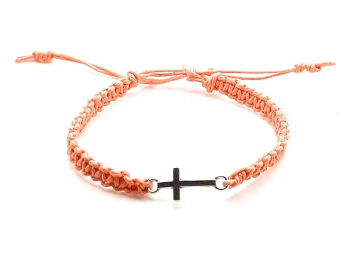 Cross Hemp Bracelet - color: Coral Peach