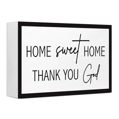 Home Sweet Home Sign Wooden Box Desk Decor,Rustic Farmhouse Home Thank You God Wood Block Sign for Home Living Room Shelf Tabletop Decor 10'' x 6'' - style: Home Sweet Home