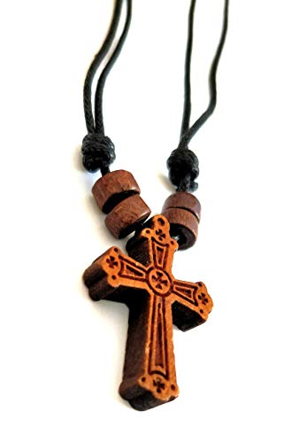 Iconsgr Greek Wood Cross Pendant Necklace From Mt. Athos / 63
