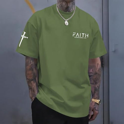 Christian Faith Cross Shirts for Men Jesus God Bible Verse Shirt Religious Inspirational Tshirts Graphic Cotton Tees - color: Army Green, size: Medium
