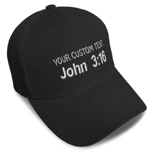Baseball Caps for Men & Women Embroidered John 3:16 Jesus Christ Christian God Ladies & Men Baseball Hats - color: Black Personalized Text Here