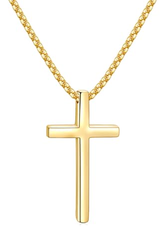 Exquisite Stainless Steel Cross Necklaces,A Perfect Blend of Gothic Style and Christian Faith, Suitable for Men and Women, Fashionable Accessories, Hypoallergenic Material - color: Gold02