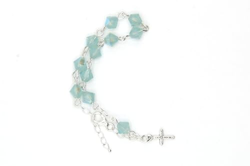 Catholic Communion Rosary Bracelet Created with Swarovski® Crystals, Glass - color: Pacific Opal - October