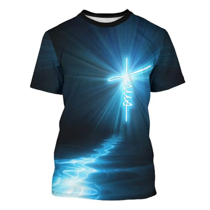 Unisex 3D Graphic T Shirts Printed Casual Short Sleeve Tee Shirt - color: Blue, size: Small