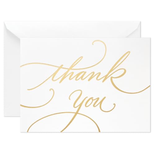 Hallmark Bulk Thank You Cards with Envelopes, 100-Pack (Gold Foil Script) - size: 5.2 x 3.75 inch