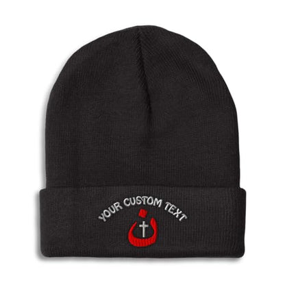 Custom Beanies for Men Christian Nazarene Jesus God Christ Skull Cap Winter Hats Women Acrylic One Size - color: Black Personalized Text Here