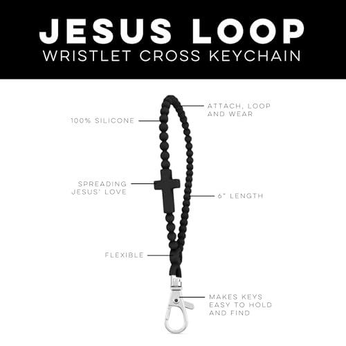Ryan & Rose Jesus Loop - Cross Keychain Wristlet Keychain Christian Keychain - Keychain Accessories Key Chains Women