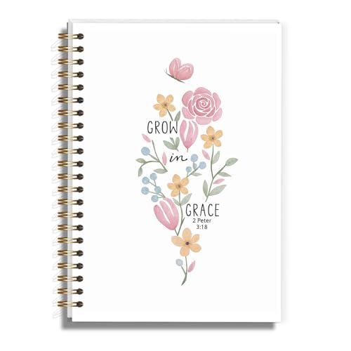 Bible Journal for Woman, Christian Gifts for Teen Girls, Aesthetic Preppy Wildflowers Hardcover Spiral Notebook for Bible Note Taking Supplies - 5.5×8.3 - A08 - style: Christian Pink Flowers