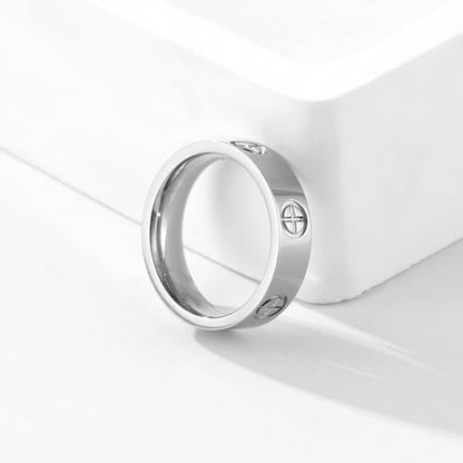 YCSLYW Ladies Stainless Steel Ring Love Friendship Ring Golden high polishing, low allergy Wedding Jewelry Valentine's Day Birthday Gift, 5-10 - color: Silvery, size: 6