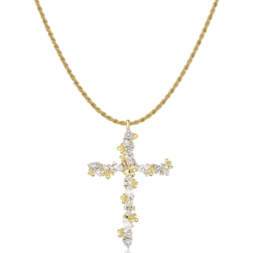 Cross Necklace for Women,14K Gold Silver Plated Box Chain Pendant，Dainty Personalized Charm Jewelry Gift for Her - color: Gold Cross A
