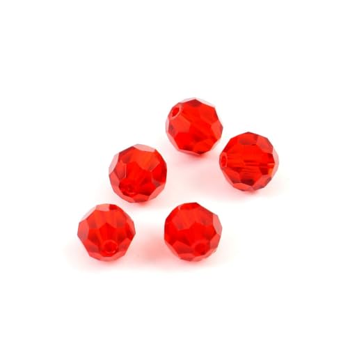 100pcs Adabele Austrian 4mm (0.16 Inch) Small Faceted Round Crystal Beads Light Siam Red Compatible with Swarovski Crystals for Jewelry Craft Making - color: Light Siam/Red, size: 4mm Small (100pcs)