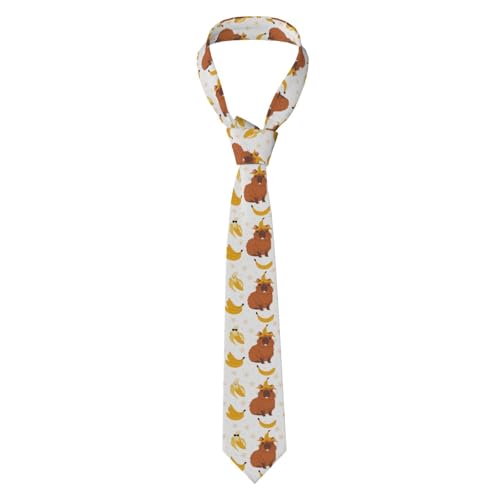 Men's Neckties, Novelty Printed Skinny Tie for Work Casual Party - color: Capybara Banana