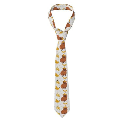Men's Neckties, Novelty Printed Skinny Tie for Work Casual Party - color: Capybara Banana