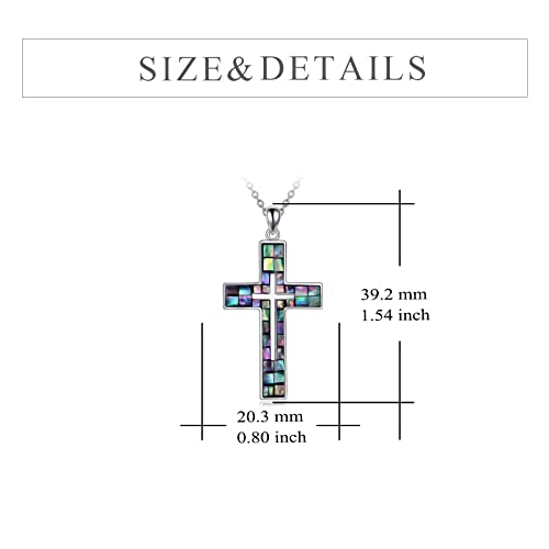 YFN Cross Necklace Sterling Silver Religious Cross Pendant Jewelry Christian Gifts for Women Men - style: A. Abalone Shell