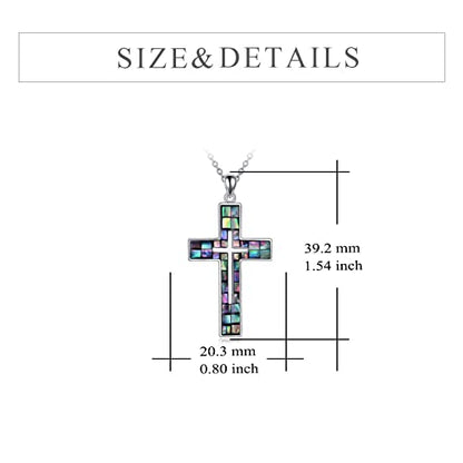 YFN Cross Necklace Sterling Silver Religious Cross Pendant Jewelry Christian Gifts for Women Men - style: A. Abalone Shell