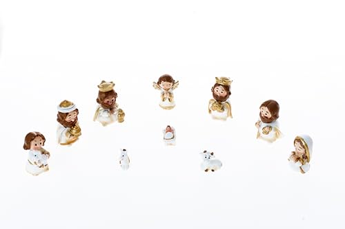 10 Pcs Christmas Nativity Set, Includes 10 Small Resin Figurines, Nativity Scene Decor Religious Table Decorations Home Decor - color: White