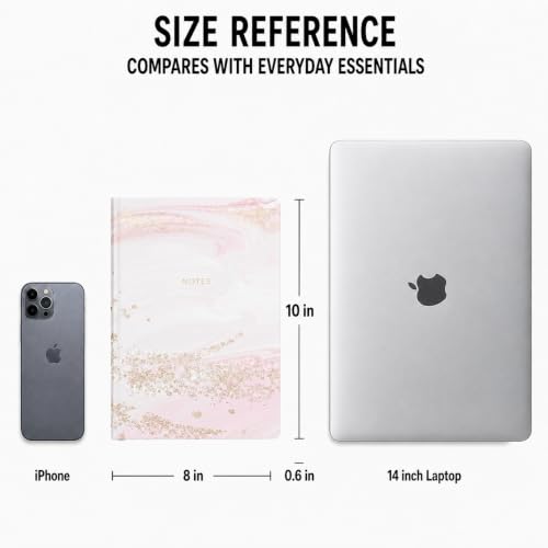 WORLD TRAVELER Large Lined Journal Notebook 256 Ruled White & Ivory Pages - color: Pink Marble