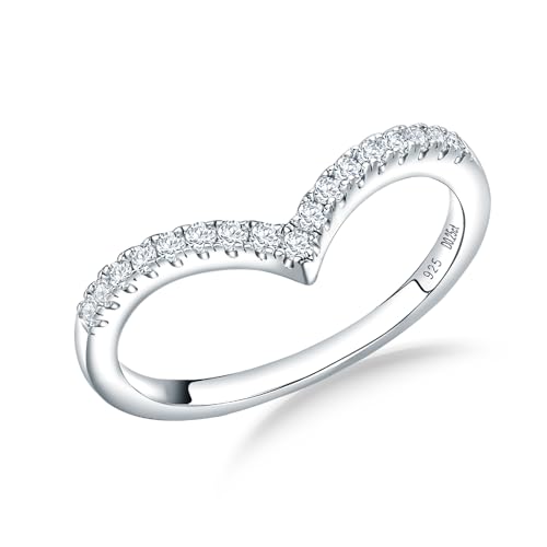 Moissanite Wedding Bands Crisss Cross/Curve/Wishbone Eternity Rings for Her - color: B. Chevron - Moissanite