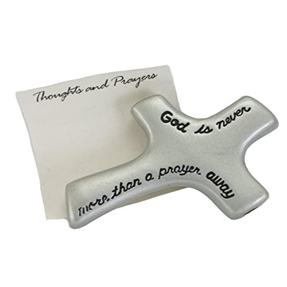 A Prayer Away Silver Metal Palm Cross, Handheld Cross for Comfort and Prayer, 2 3/4 Inches, by Cathedral Art