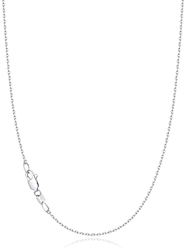 Jewlpire 18k Gold Plated 925 Sterling Silver Chain Necklace for Women, 1.1mm Cable Chains Necklace Thin & Dainty & Sturdy Women's Chain Necklaces, 14/16/17/18/20/22/24 Inches - color: Silver, size: 17 Inch