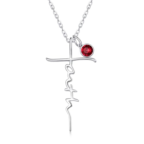 Faith Necklace White/Rose/Gold Birthday Gifts for Wife Her - color: White Gold-01-January