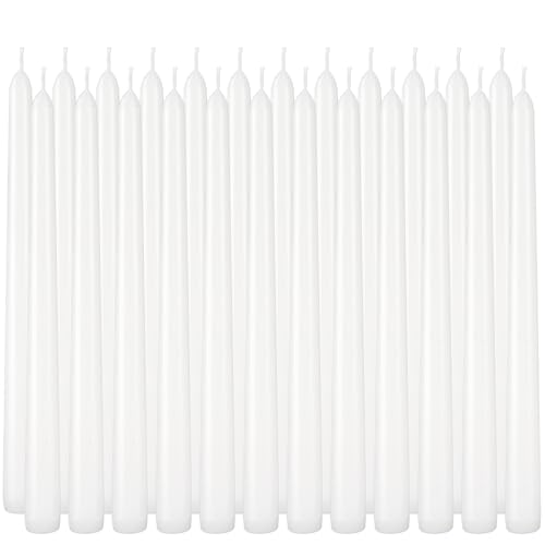 24 Pack 10 Inch White Taper Candles, Unscented Dripless - color: white-10"24pcs