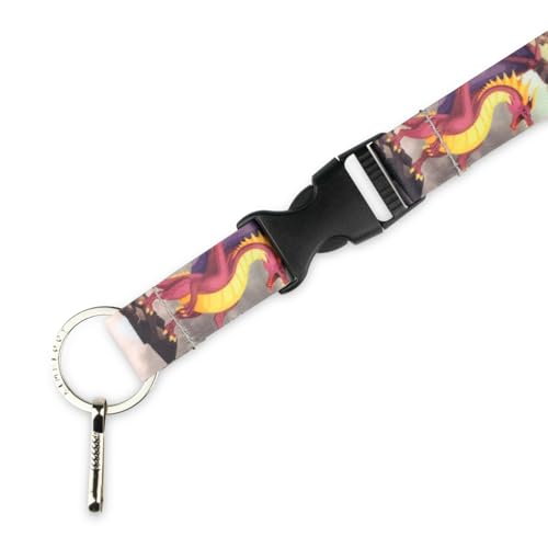 Limeloot Lanyard – Soft Neck Lanyard with Quick Release & Key Ring – ID Badge Holder & Keychain Lanyard for Men & Women - color: Dragons