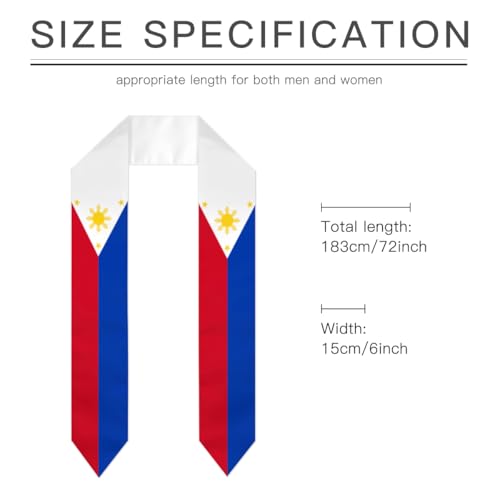 Flag Graduation Stoles for Men and Women, Graduation Shawl Sash for International Graduation's Day - color: Philippines Flag Stole