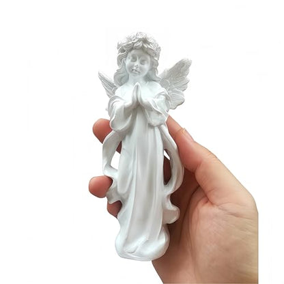 Resin Praying Angel Girl Figurine,Elegant Angel Statue Sculpture,Religious Memorial Collectible Decor for Home Bedroom Living Room Office Desk,Inspirational Gift for Women Friends Family