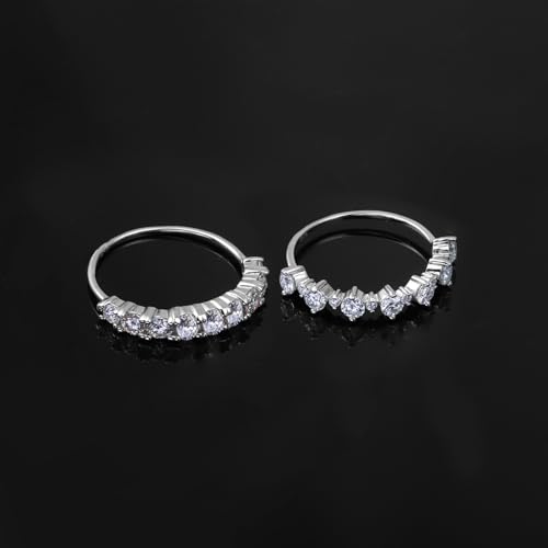 Helonley Birthstone Stack Rings for Women: 925 Sterling Silver Stacked Ring - color: Round Eternity Ring