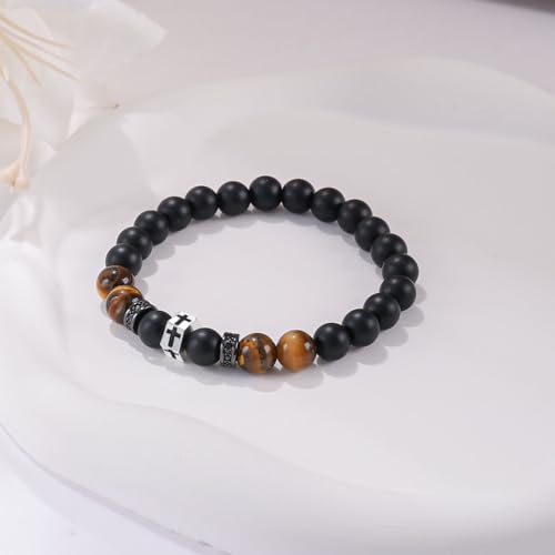 QWNHONEY Cross Bracelet for Men Son Brother Boyfriend Father Dad Husband Father's Day Birthday Christian Religious Faith Graduation Anniversary Christmas Jewelry Gift for Man - style: To Dad from Daughter