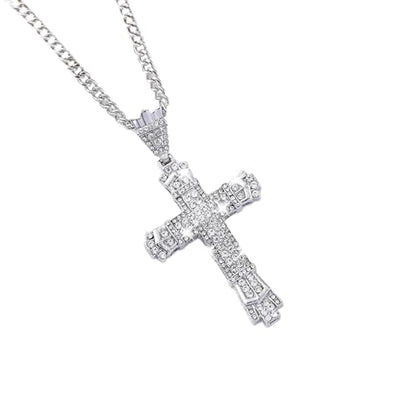 Bling Religious cross Diamond Car Accessories for Women, Crystal Car Rear View Mirror Charms Car Decoration, Lucky Hanging Interior Ornament Pendant