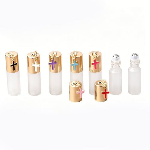10ML Frosted Glass Roll On Bottles, Refillable Travel Roller Bottles with Stainless Steel Roller Balls & Leak Proof Caps for Essential Oils, Perfume, Aromatherapy, DIY Beauty - color: 10ML Frosted