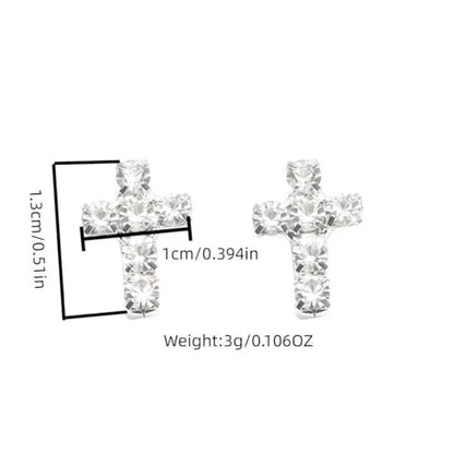 QiaTsed Earrings for Women Cross Stud Earrings Hypoallergenic Dainty Earrings Simple Small Earrings Ideal Jewelry Gift for Women